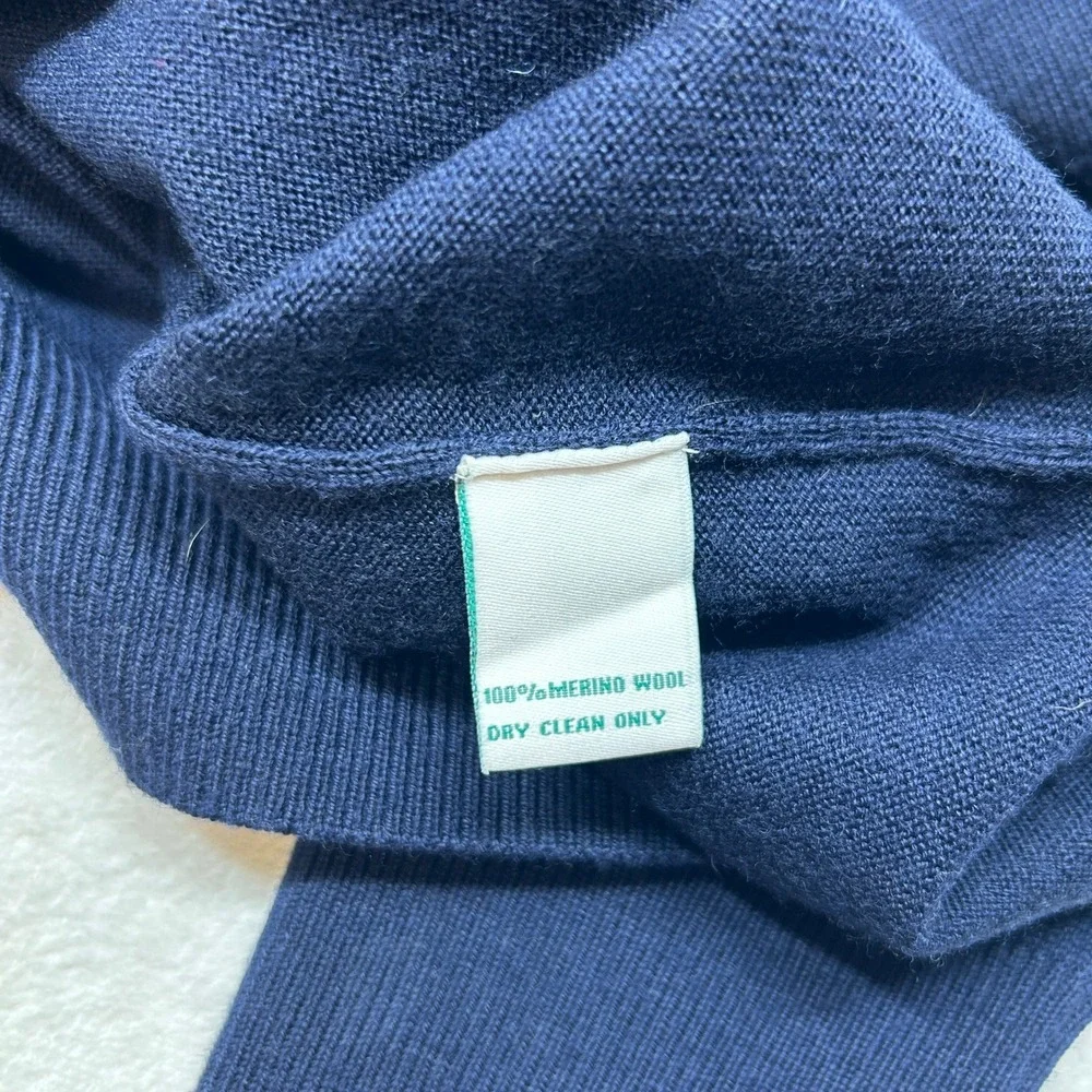 Donald Ross‎ Sportswear Pullover Sweater Mens XL 1/4 Navy Blue Zip Merino Wool